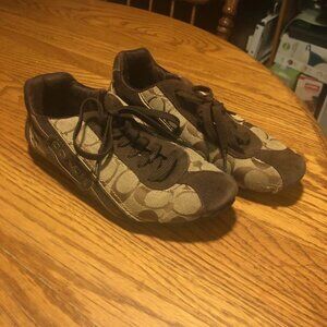 Coach Hilary A1337 Brown Canvas Leather Sneakers Womens Size 6.5 M